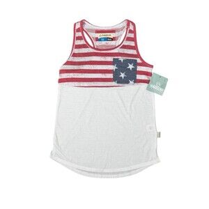 Magellan Outdoors Girl's NWT Patriotic Americana Stars & Stripes Tank Top Medium